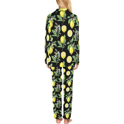 Lemon Pattern Print Design LM02 Women's Long Pajama Set