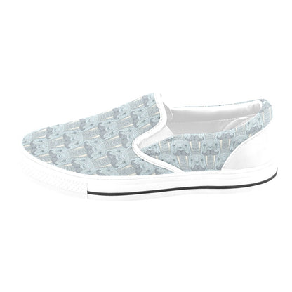 Walrus Print Design LKS402 White Slip Ons Canvas Women's Shoes