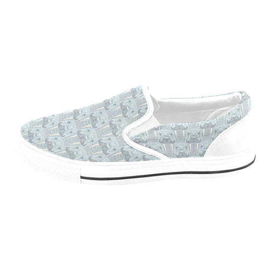 Walrus Print Design LKS402 White Slip Ons Canvas Women's Shoes