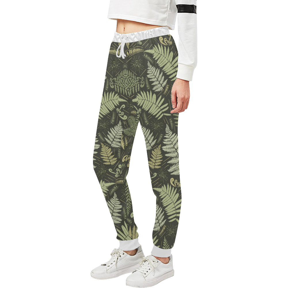 Fern Leave Green Print Pattern Unisex Sweatpants