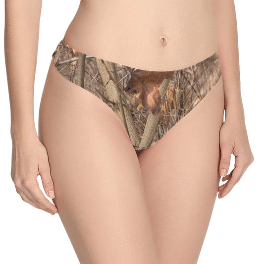 Camo Realistic Tree Forest Autumn Print Women's Thongs