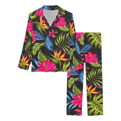 Bird Of Paradise Pattern Print Design BOP014 Women's Long Pajama Set