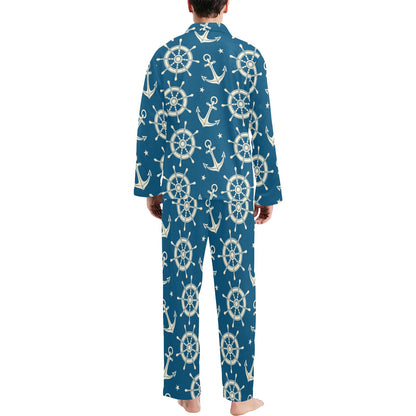 Anchor Pattern Print Design 01 Men's Long Pajama Set