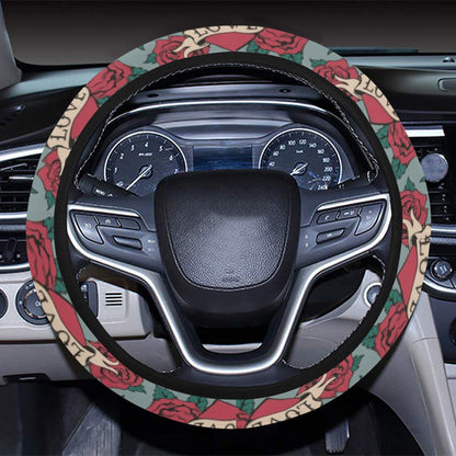 Tattoo Heart Print Design LKS301 Steering Wheel Cover with Elastic Edge