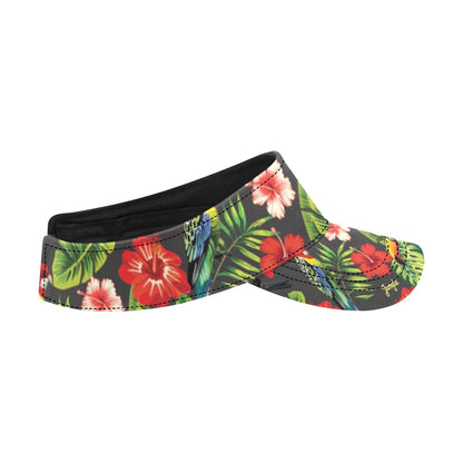 Hibiscus Red With Parrotprint Design LKS303 Unisex Sun Visor