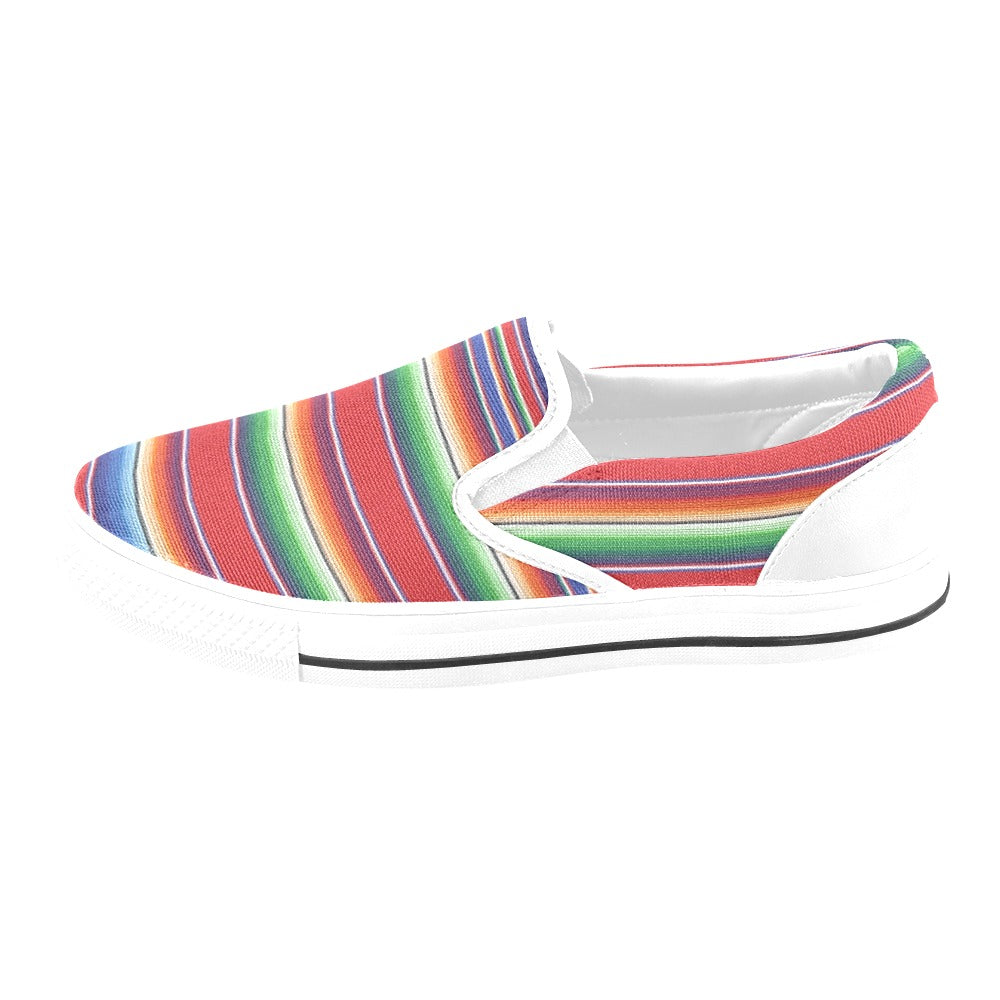 Serape Print Design LKS304 White Slip Ons Canvas Women's Shoes