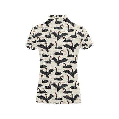 Swan Print Design LKS402 Women's Polo Shirt