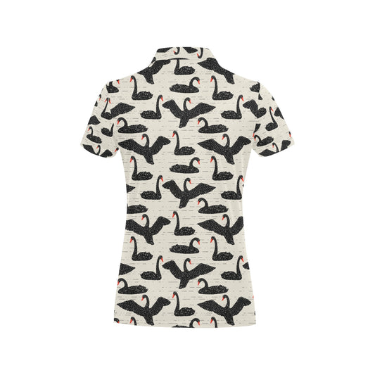 Swan Print Design LKS402 Women's Polo Shirt