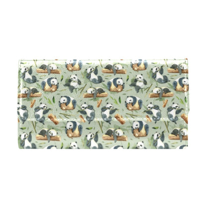 Panda Bear Design Bamboo Print Women's Trifold Wallet