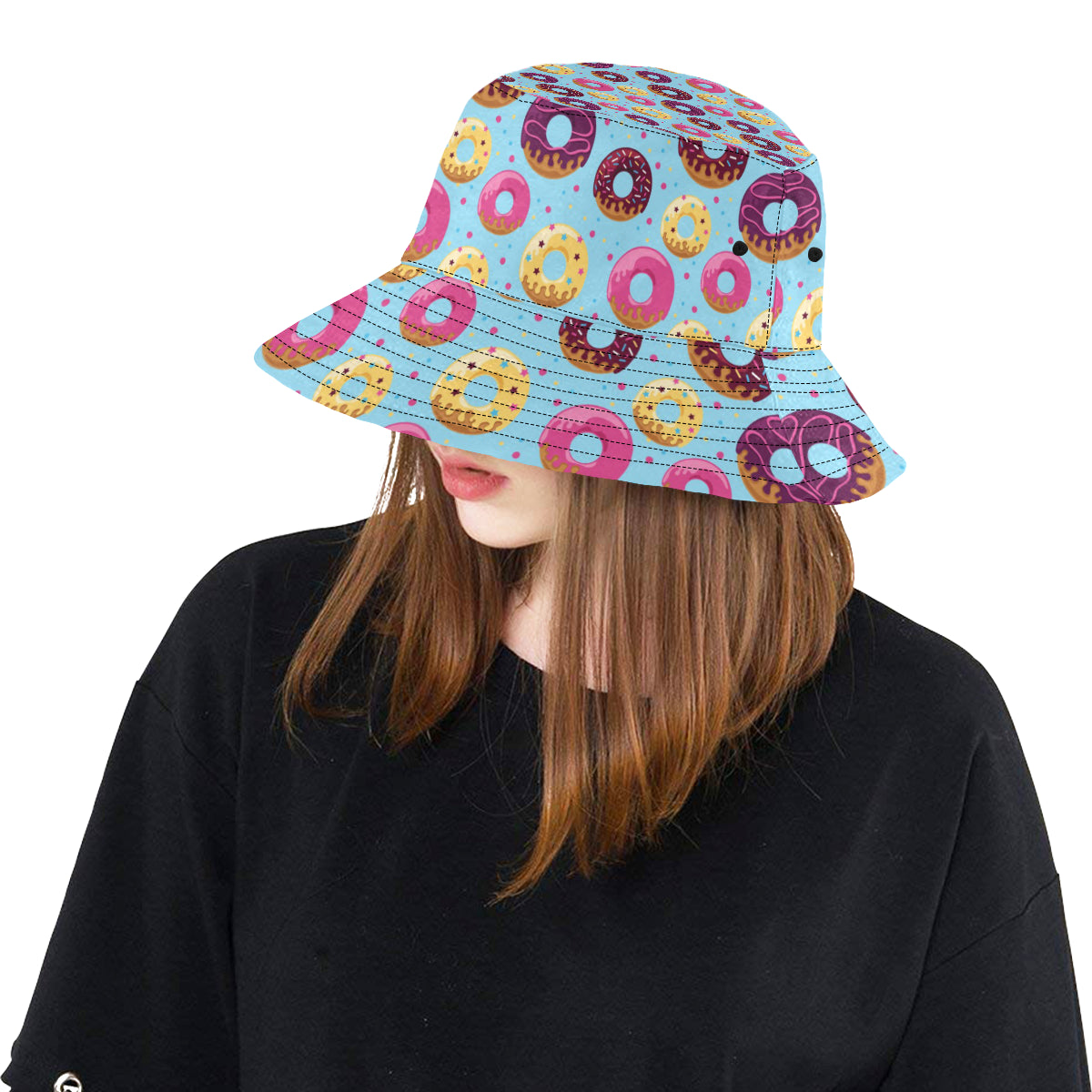 Donut Pattern Print Design DN07 Unisex Bucket Hat