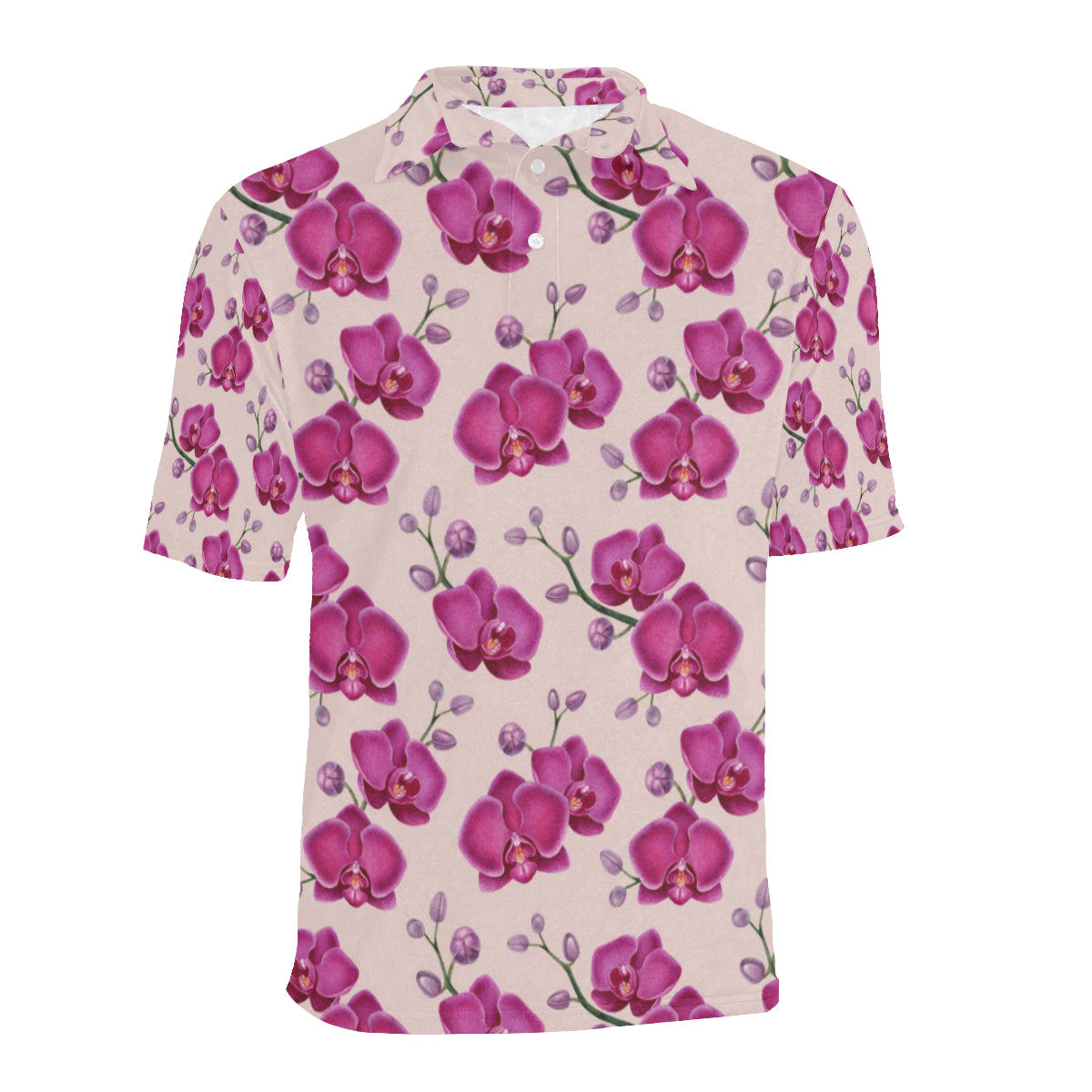 Orchid Purple Pattern Print Design OR04 Men Polo Shirt