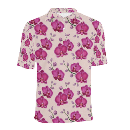 Orchid Purple Pattern Print Design OR04 Men Polo Shirt