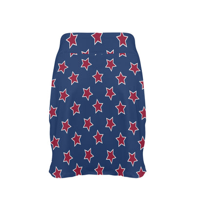Star Red Blue Print Design LKS301 17" Golf & Pickleball Skort with Pockets