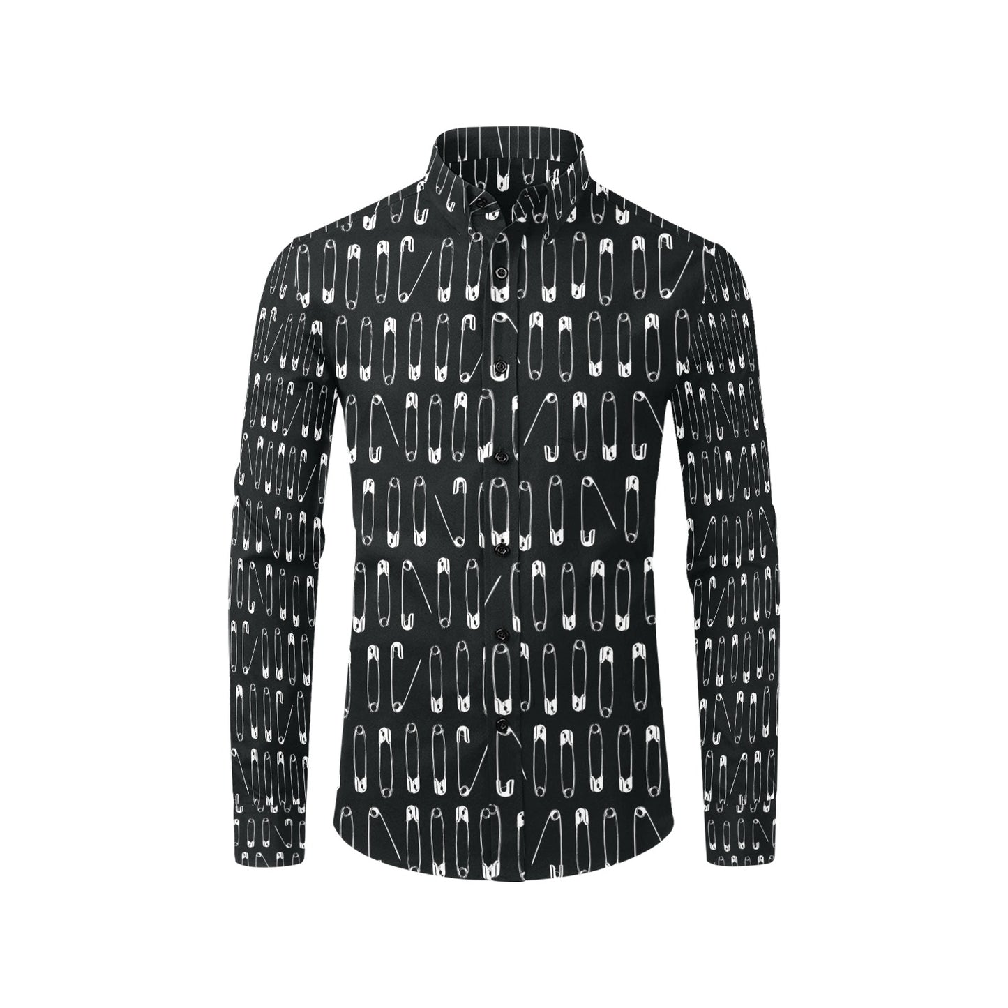 Safety Pin Print Design LKS302 Men's Long Sleeve Dress Shirt