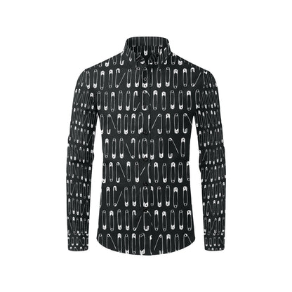 Safety Pin Print Design LKS302 Men's Long Sleeve Dress Shirt