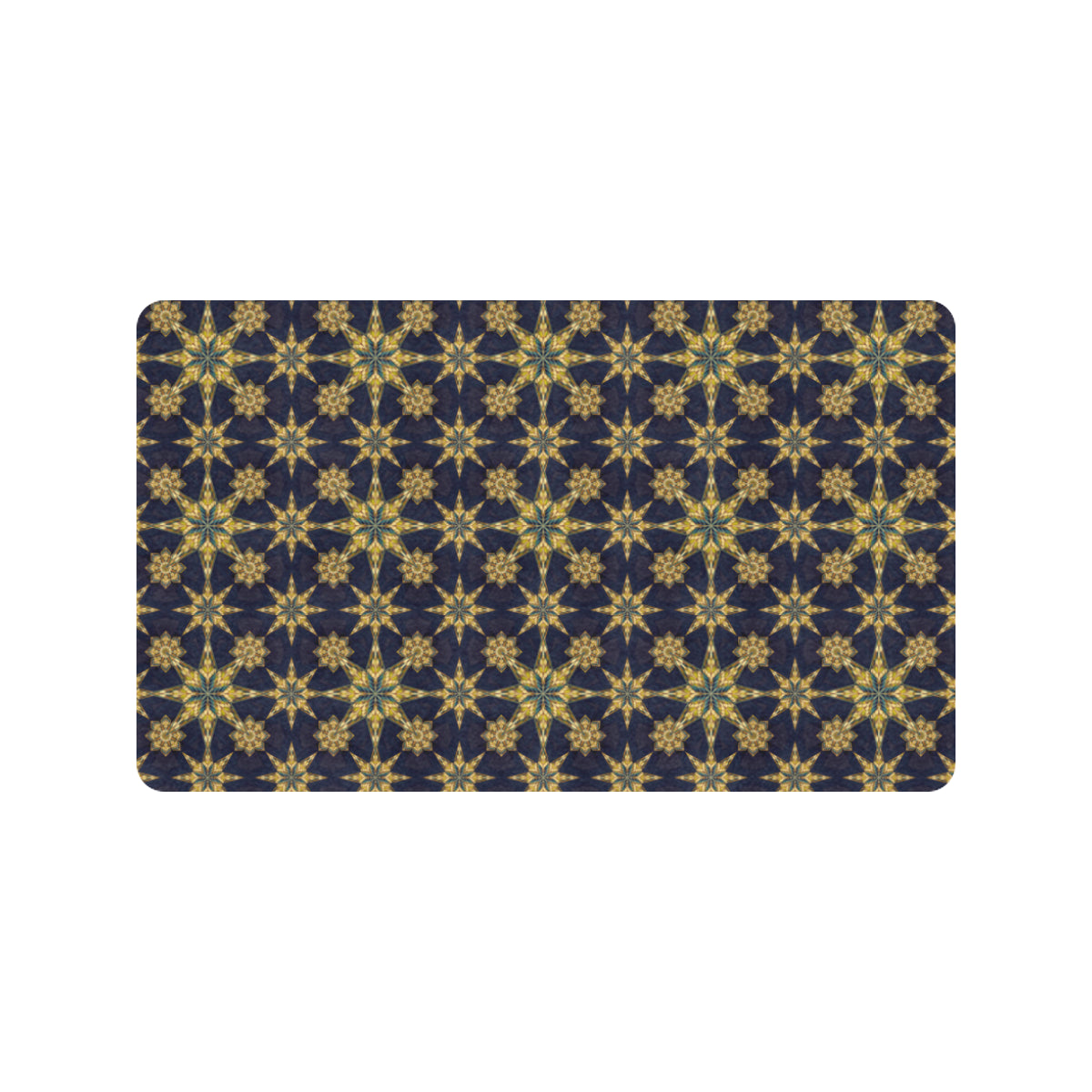 kaleidoscope Gold Print Design Rubber Doormat