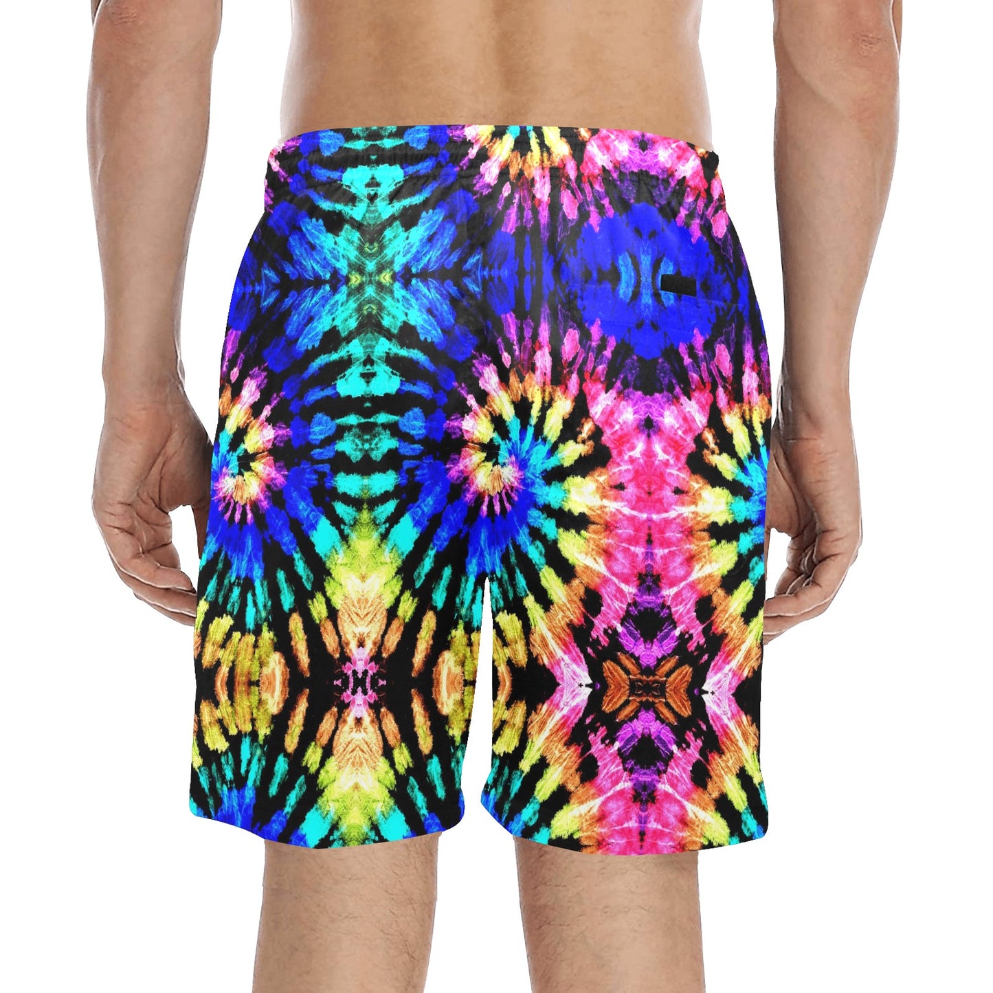 Tie Dye Rainbow Design Print Men's Swim Trunks Beach Shorts