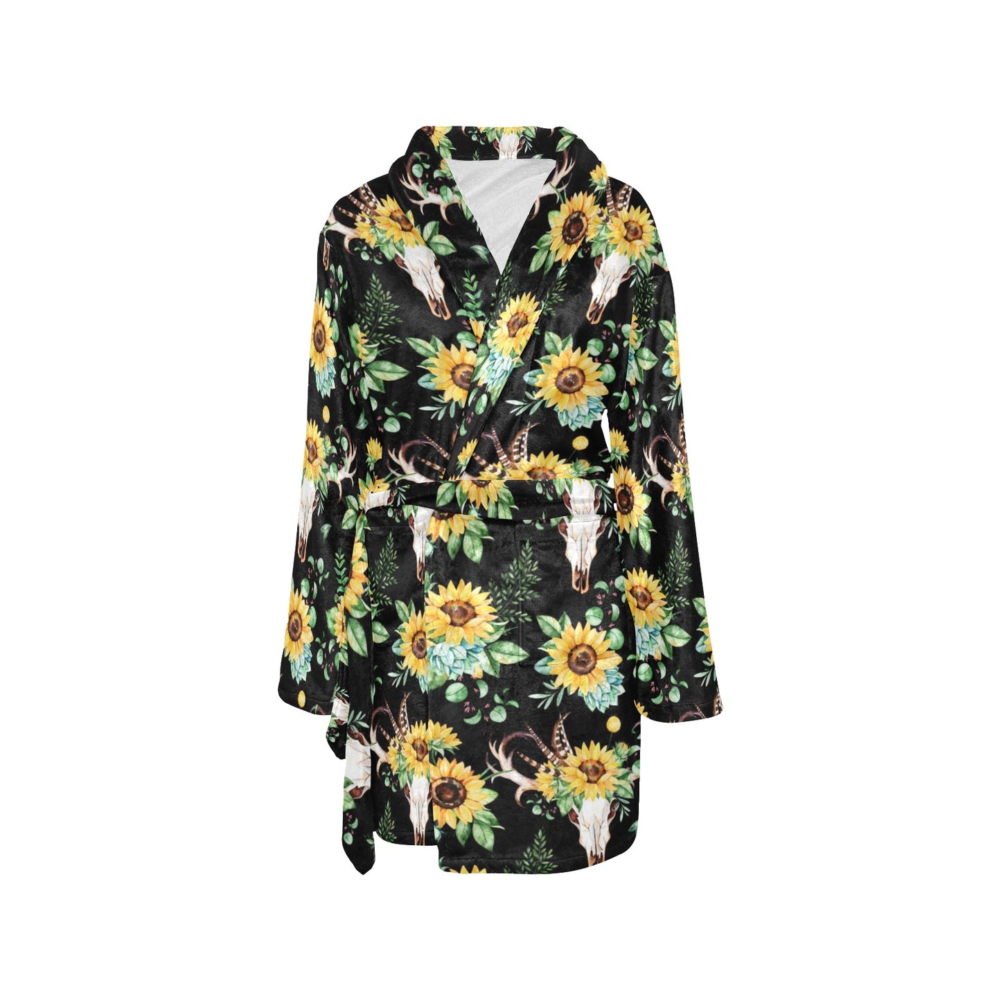 Sunflower Pattern Print Design SF08 Women's Fleece Robe