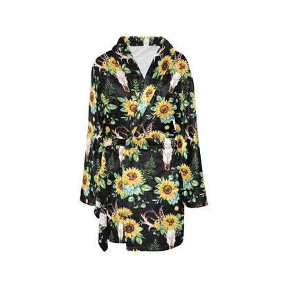 Sunflower Pattern Print Design SF08 Women's Fleece Robe