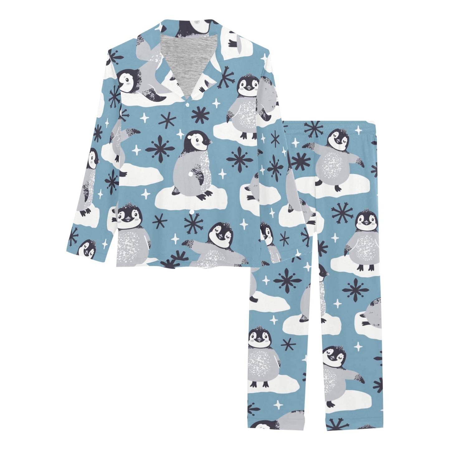 Penguin Pattern Print Design A05 Women's Long Pajama Set