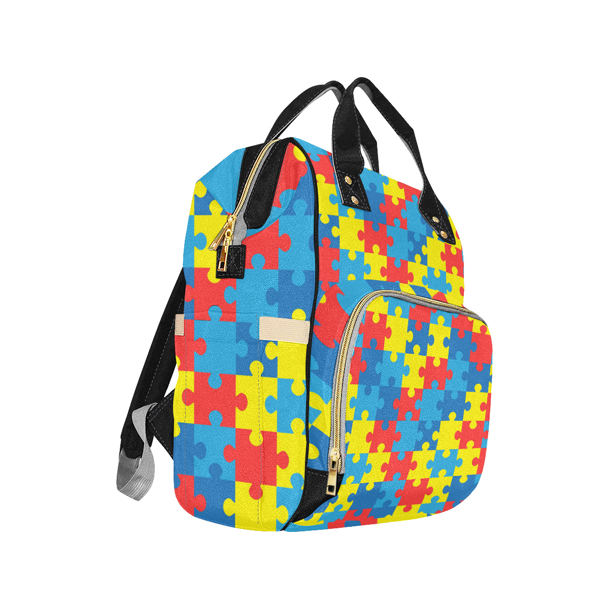 Autism Awareness Puzzles Design Print Diaper Bag Backpack