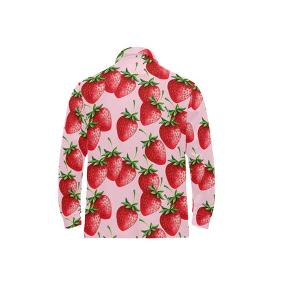 Strawberry Pattern Print Design SB03 Long Sleeve Polo Shirt For Men's