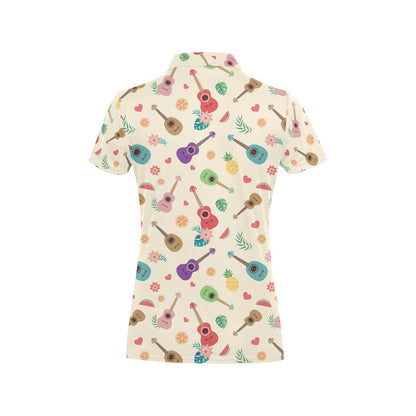 Ukulele Pattern Print Design 01 Women's Polo Shirt