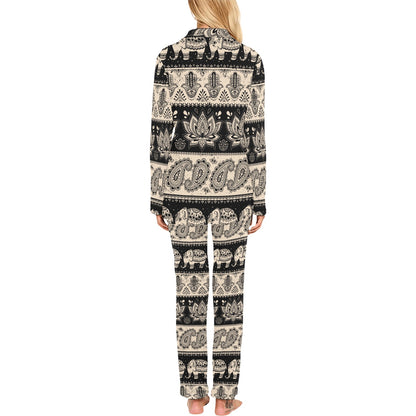 Elephant Hansa Lotus Pattern Women's Long Pajama Set