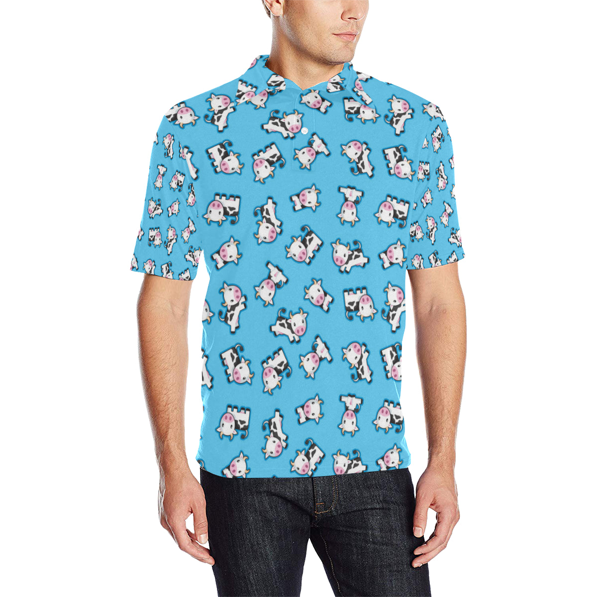 Cow Pattern Print Design 01 Men Polo Shirt