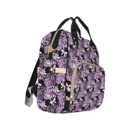 Lavender Pattern Print Design LV06 Diaper Bag Backpack