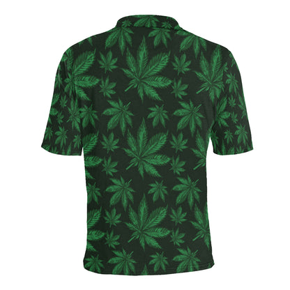 Pot Leaf Pattern Print Design A04 Men Polo Shirt