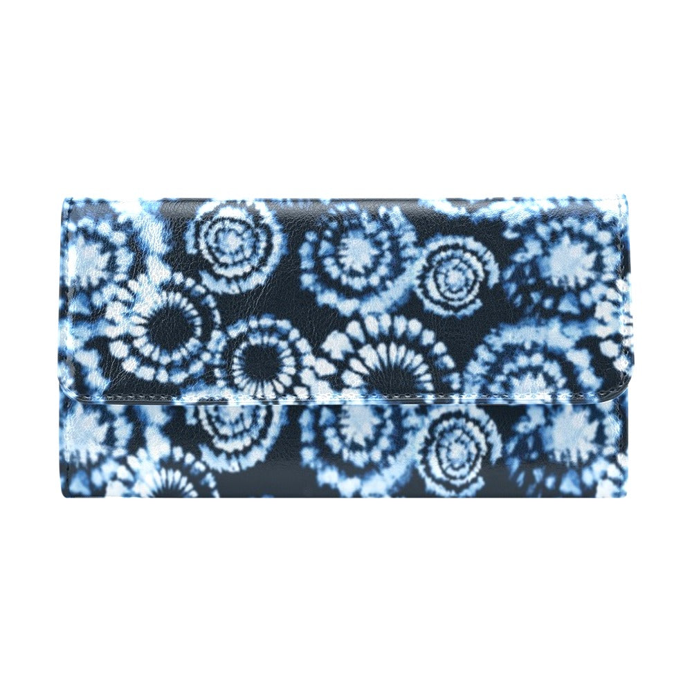 Tie Dye Dark Blue Print Design LKS306 Women's Trifold Wallet