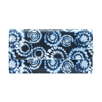 Tie Dye Dark Blue Print Design LKS306 Women's Trifold Wallet