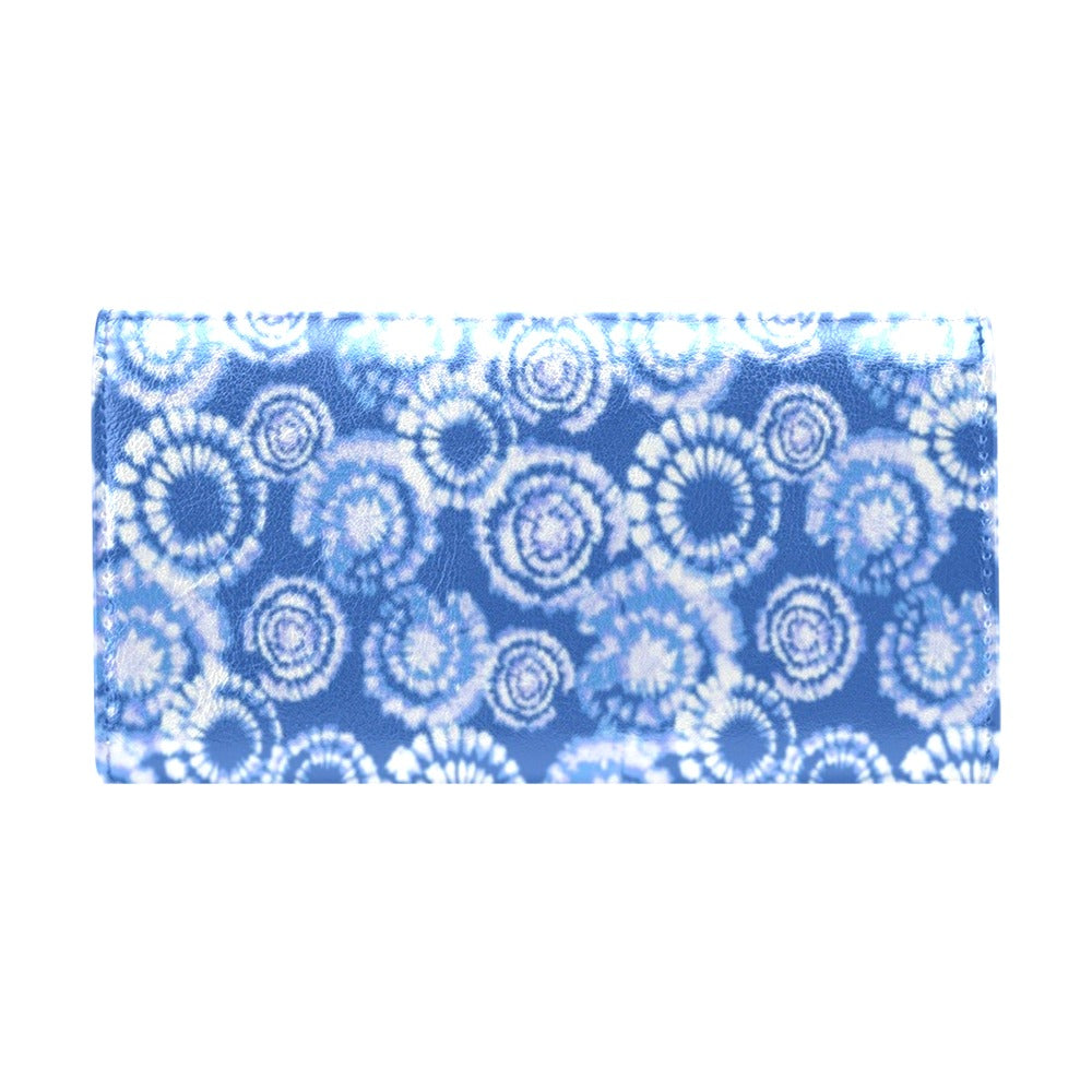 Tie Dye Blue Design Print Women's Trifold Wallet