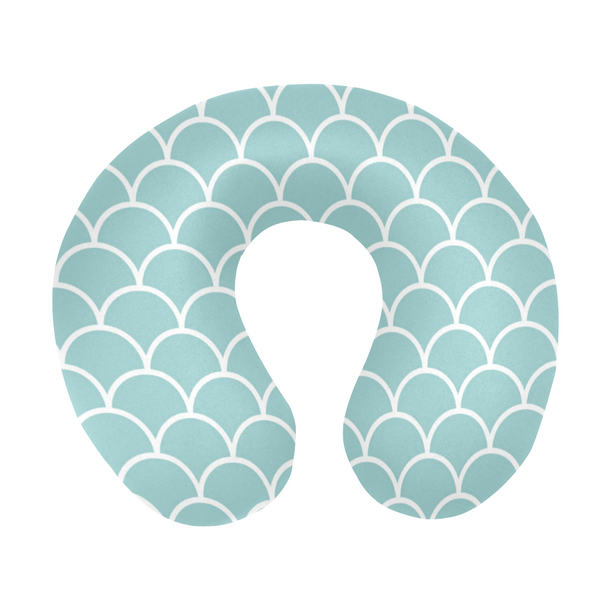 Scales Teal Pattern Print Design 02 U-Shaped Travel Neck Pillow