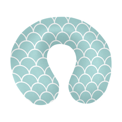 Scales Teal Pattern Print Design 02 U-Shaped Travel Neck Pillow