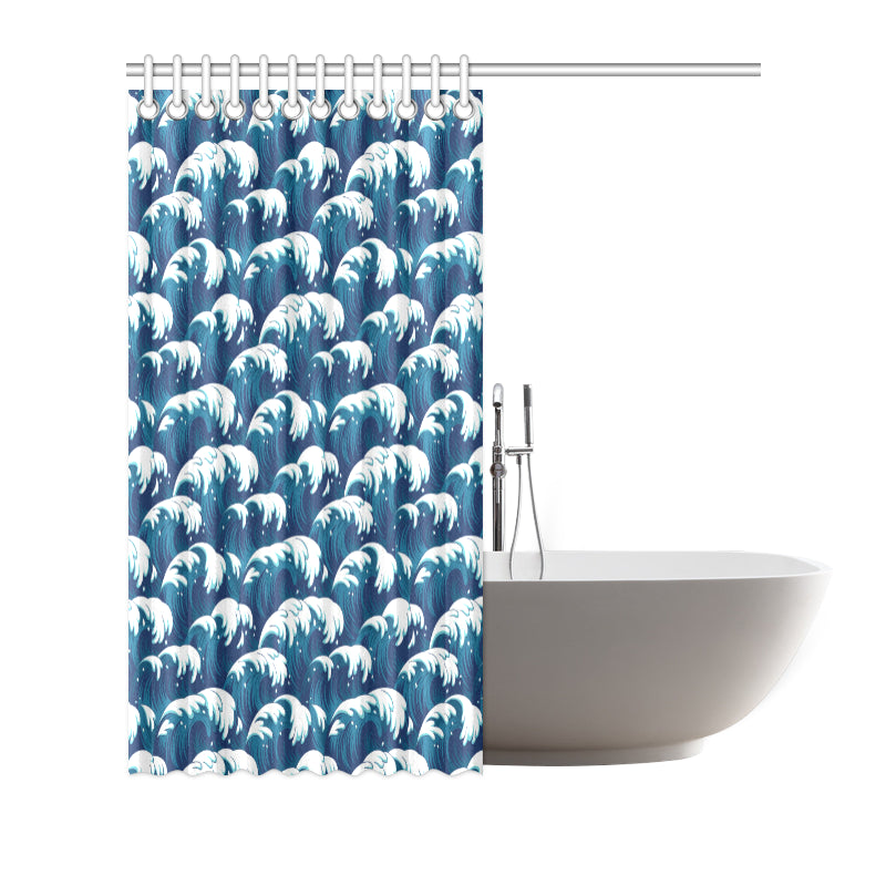 Ocean Wave Pattern Print Shower Curtain