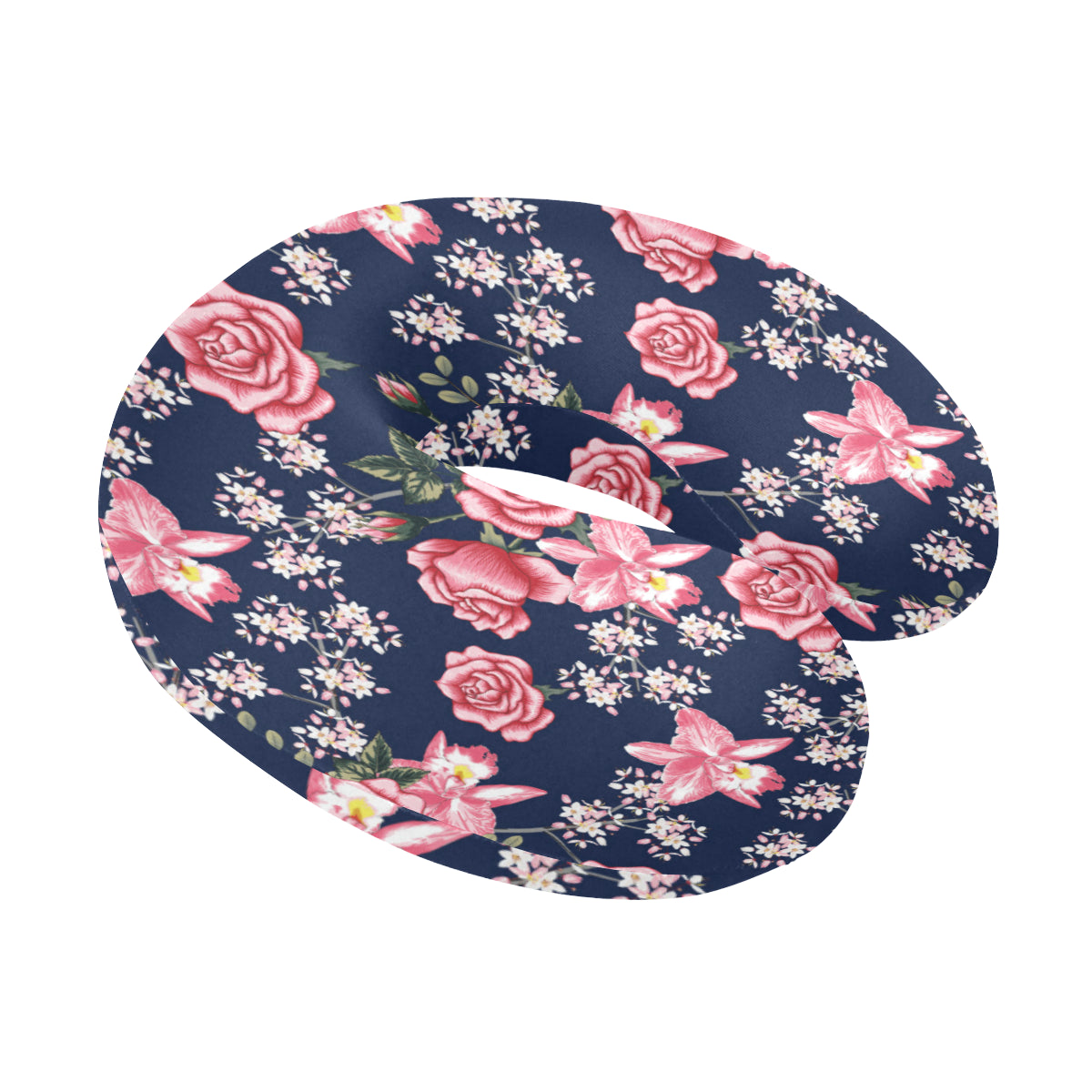 Rose Pattern Print Design A05 U-Shaped Travel Neck Pillow