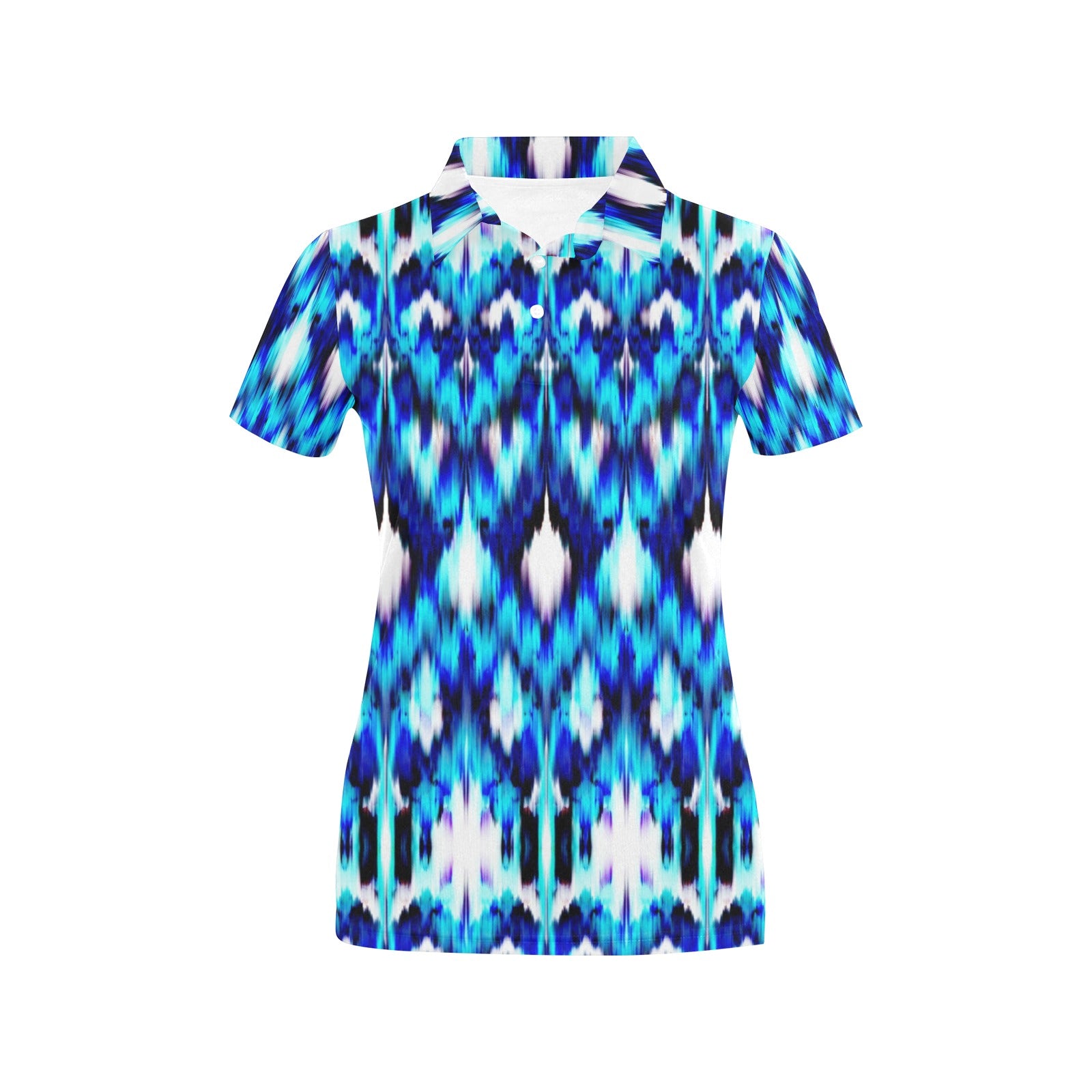 Ikat Blue Pattern Print Design 01 Women's Polo Shirt