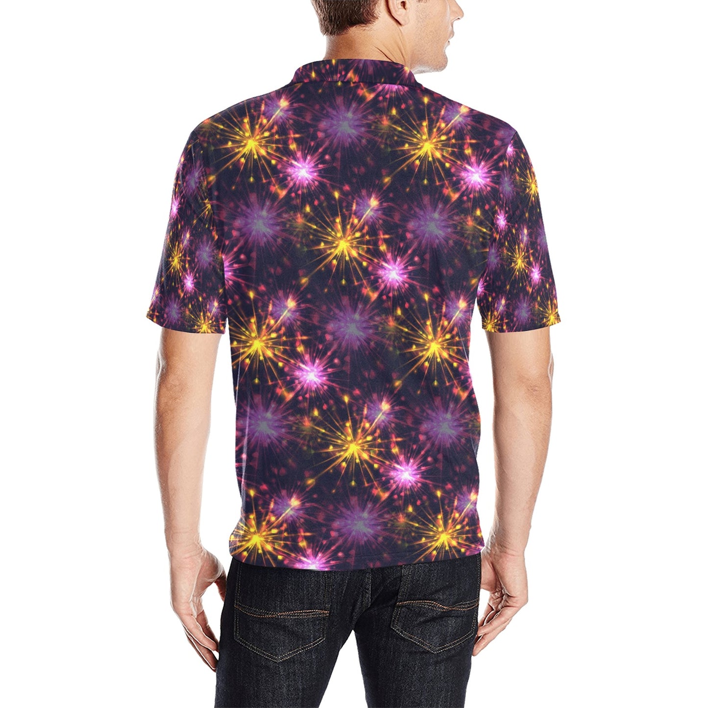 Firework Print Design LKS303 Men Polo Shirt