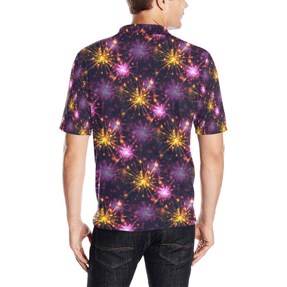 Firework Print Design LKS303 Men Polo Shirt