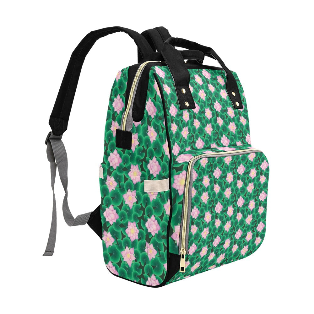 Water Lily Print Design LKS303 Diaper Bag Backpack