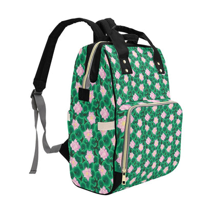 Water Lily Print Design LKS303 Diaper Bag Backpack