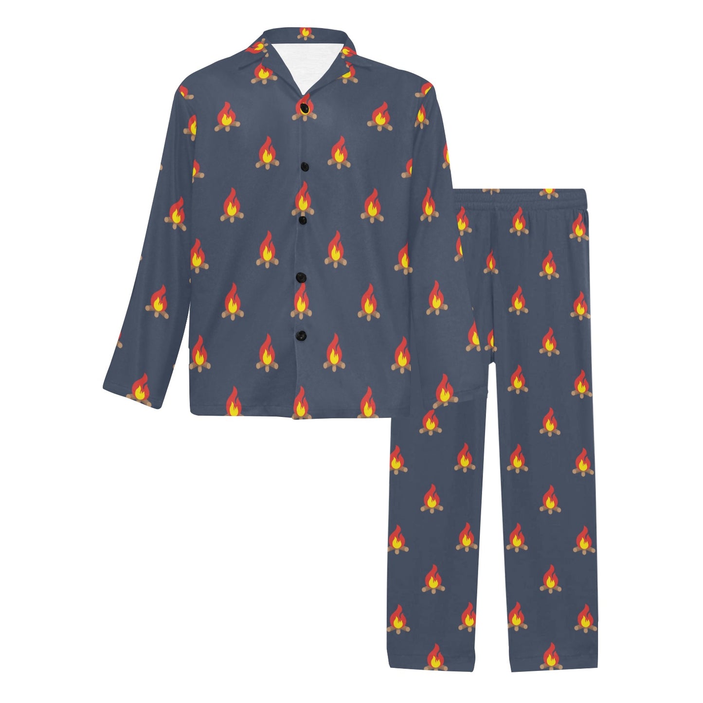 Campfire Pattern Print Design 02 Men's Long Pajama Set