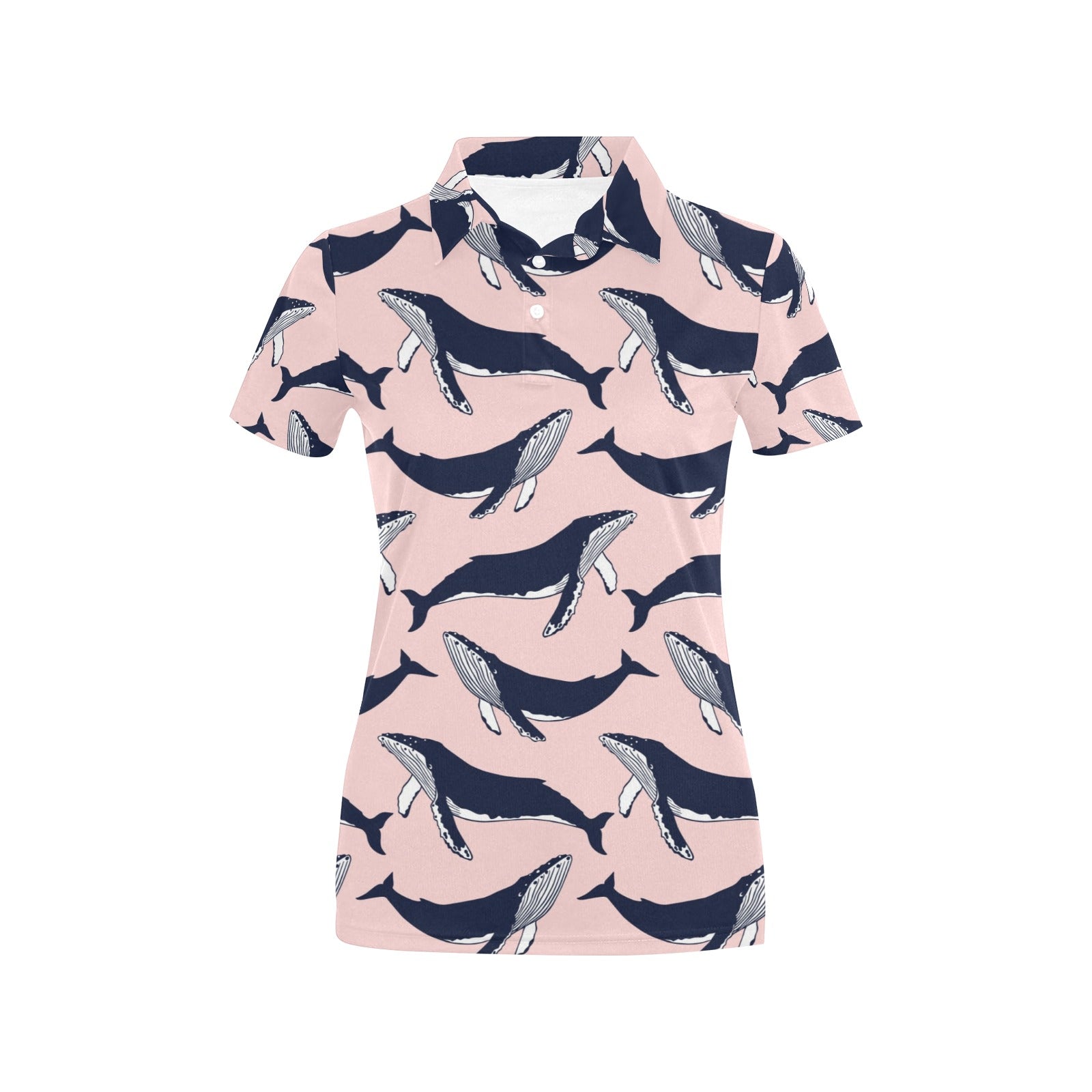 Humpback Whale Pattern Print Design 02 Women's Polo Shirt