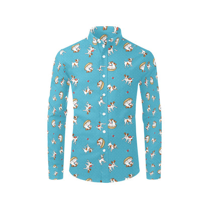 Russell Terriers Playing Print Design LKS305 Men's Long Sleeve Dress Shirt