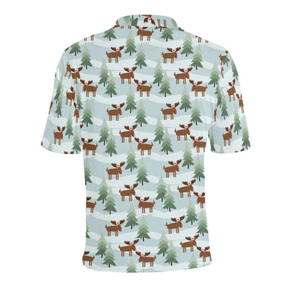 Moose Print Design LKS402 Men Polo Shirt