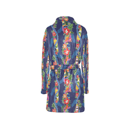 Hawaiian Themed Pattern Print Design H04 Women's Fleece Robe