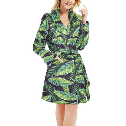 Tropical Flower Pattern Print Design TF06 Women's Fleece Robe