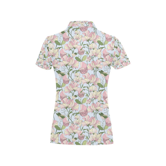 Sweet Pea Print Design LKS304 Women's Polo Shirt
